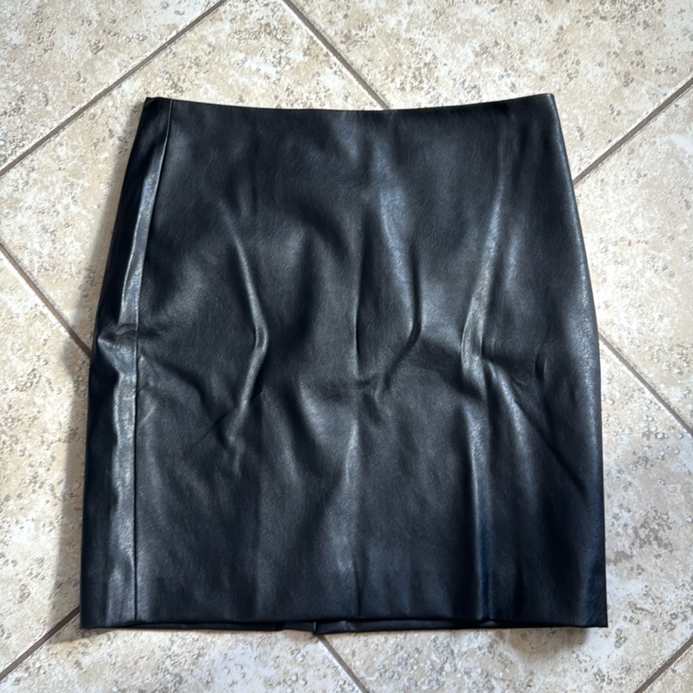 J crew faux leather knee length skirt size 16